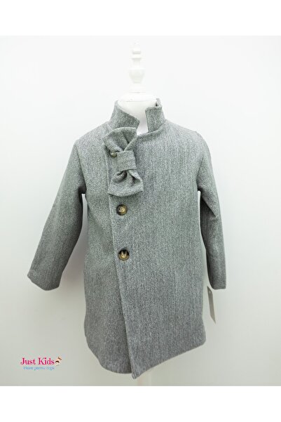 Justkids Palton elegant cu fundiță, Gri, 4-14 ani