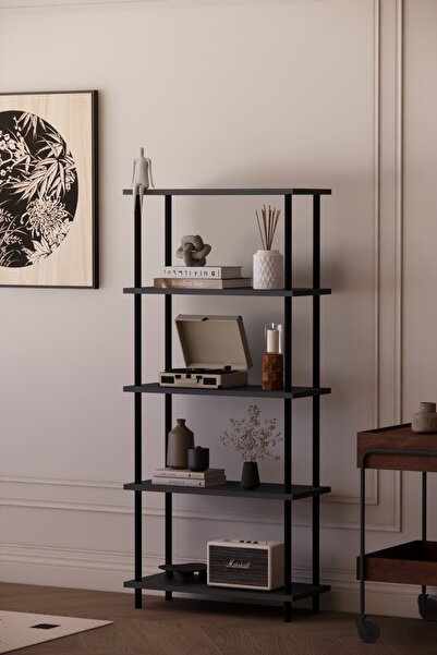 Phobia Çevir Kur Modüler 5 Raflı Çok Amaçlı Kitaplık , Kolay Kurulum Kitaplık Beyaz Mermer Desen