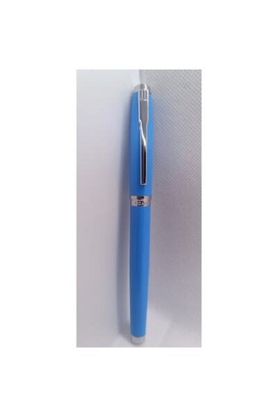 Ecada Stilou metalic Ecada, culoare corp albastru cu ornamente argintii, peni...