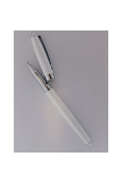 Ecada Stilou metalic Ecada, culoare corp alb cu ornamente argintii, lucios, p...