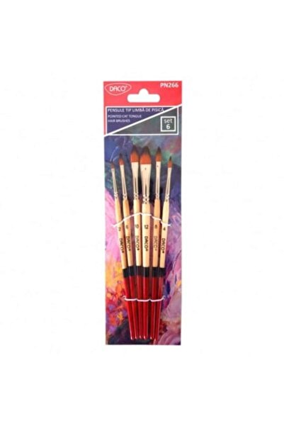 Daco Brushes, 6 pcs/Set, Sharp Tip Cat Tongue with Synthetic Hair