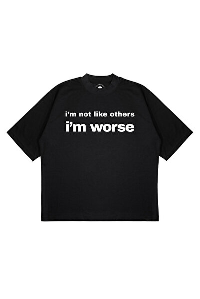 PURE EFFECT Tricou unisex oversize cu imprimeu IM WORSE, croială boxy, din țe...