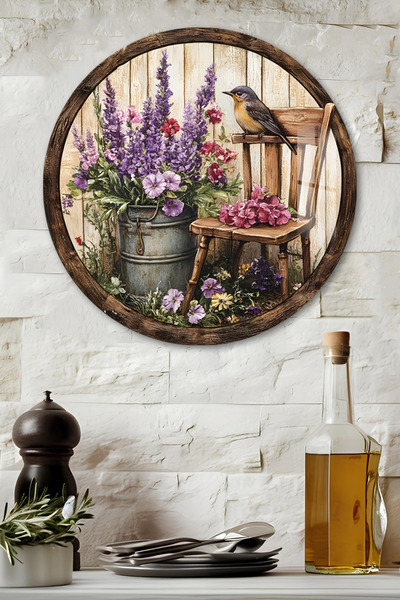 kutuTR 3D Görünümlü Temperli Cam Tablo – Lavanta ve Kuş Temalı Duvar Süsü UV ...