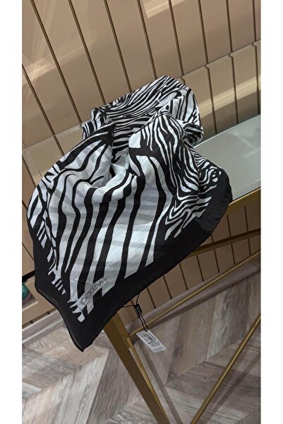 ipekevi Desenli Tensel Eşarp Siyah Beyaz