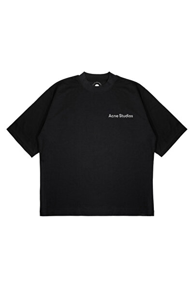 PURE EFFECT Unisex oversized Acne Studio Relief Logo με τύπωμα Μπλουζάκι με χοντρό ύφασμα με χοντρή εφαρμογή