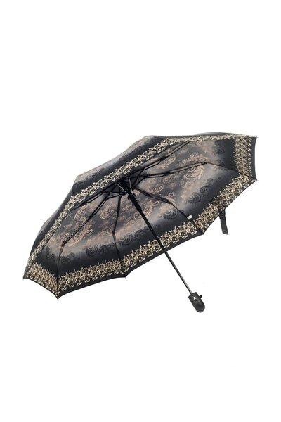 Herşey Nota Desenli Gri Kadın Şemsiye-Otomatik Mekanizmalı, Zarif ve Su Geçir...