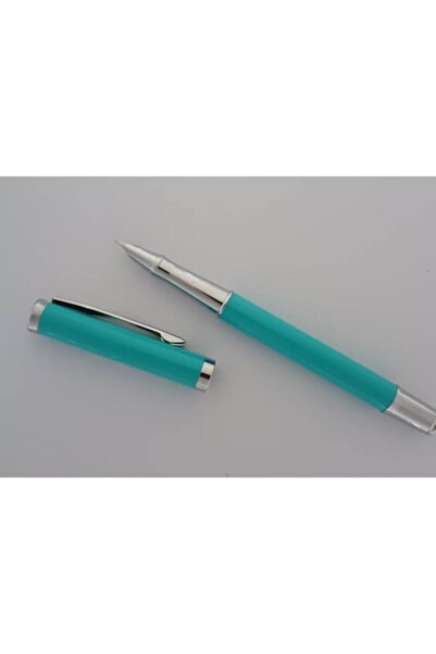 Ecada Stilou metalic turcoaz lucios, penita ascunsa, cu convertor sau patron ...