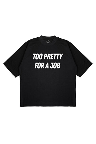 PURE EFFECT Unisex Oversized Too Pretty for Printed Boxy Fit Thick Fabric T-S...