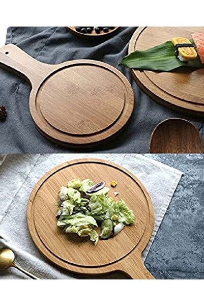 GENERIC4 لوح تقطيع خشبي بمقبض للبيتزا والخبز والفواكه - مناسب للتقديم