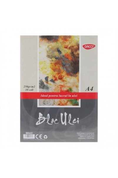 Daco Bloc A4 pentru Pictura in Ulei DACO, 10 File, 300 g/m², Hartie Alba