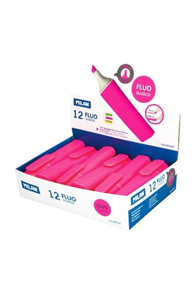 Milan Set 12 Markere Evidentiatoare Pastel Milan, Varf de 2-5 mm, Roz