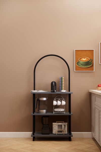 Phobia Döndür Tak Modüler 3 Raflı Kahve Köşesi Çok Amaçlı Mutfak Rafı, Kolay Kurulumlu Raf Sistemi