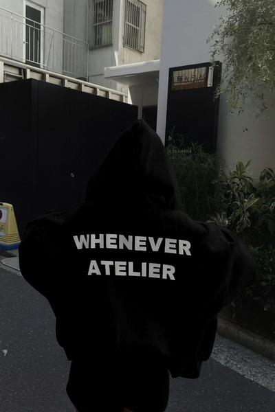 CLASSY.MODA سويت شيرت للجنسين بغطاء رأس قصة فضفاضة Arka مطبوع 'WHENEVER ATELI...