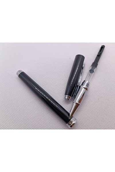 Ecada Stilou metalic Ecada, culoare corp negru cu ornamente argintii, penita ...