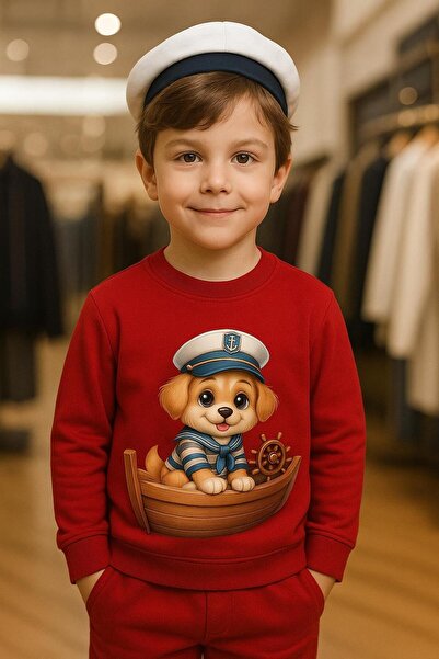 playwear Παιδικό χαριτωμένο φούτερ unisex με σχέδιο σκύλου σε σκάφος, από χτε...