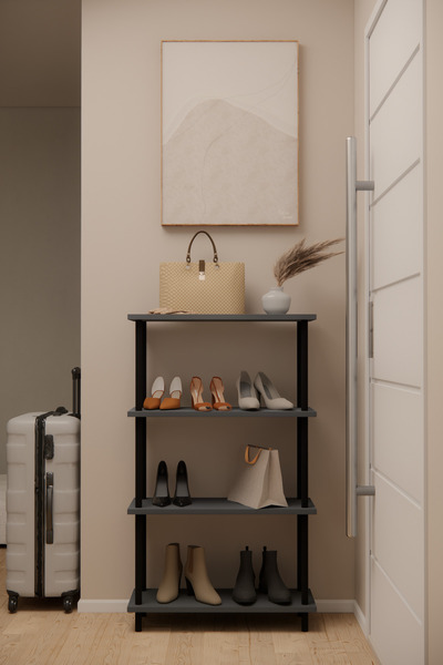 Phobia Döndür Tak Modüler 4 Raflı Ayakkabılık Çok Amaçlı Raf, Kolay Kurulum Bohem Dresuar Antre