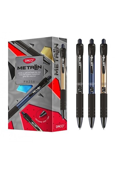 Daco Pachet promo: Set 12 pixuri Metalin + Suport birou patrat negru ECADA