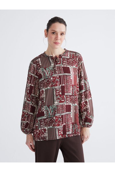 LC Waikiki Tie-Up Roba Collar Embroidered Blouse for Style Enthusiasts from U...