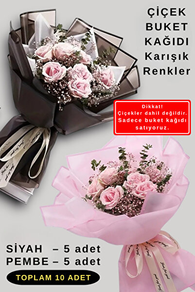 COLORPAK Çiçek Buket Ambalaj Jelatin Kağıdı (SİYAH ve PEMBE KARIŞIK) Mat Opp 55x55cm 10adet