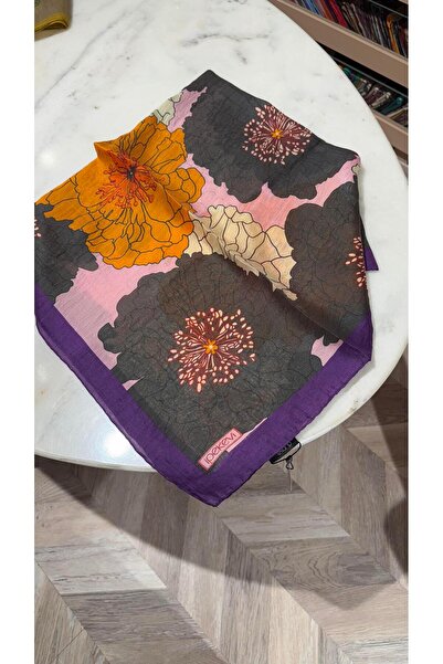 ipekevi Desenli Tensel Eşarp Gri Pudra