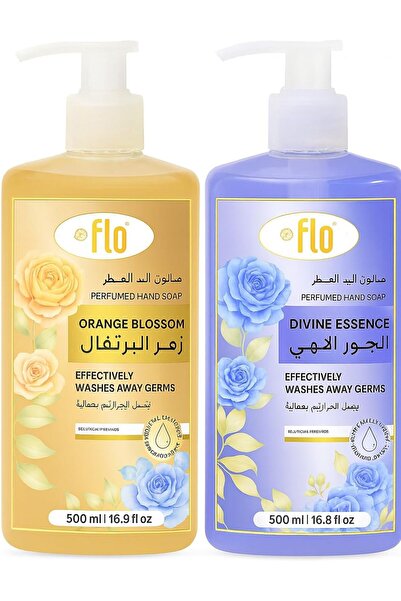 Flo صابون معطر لليدين، برائحة زهر البرتقال وخلاصة عطرية رائعة، غسول لليدين، 500 مل، عبوة من قطعتين