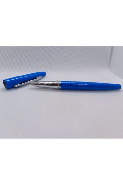 Ecada Stilou metalic Ecada, culoare corp albastru lucios cu ornamente arginti...