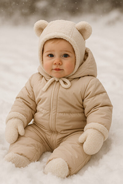 Misue Handmade Baby Plush Ear Hat, Children's Plush Beanie Hat, Welsoft Windproof Hat, Winter Baby Hat