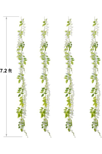 Generic Lvydec Wisteria Artificial Flowers 4-Pack, 28.8 ft White Silk Vine for Home & Wedding