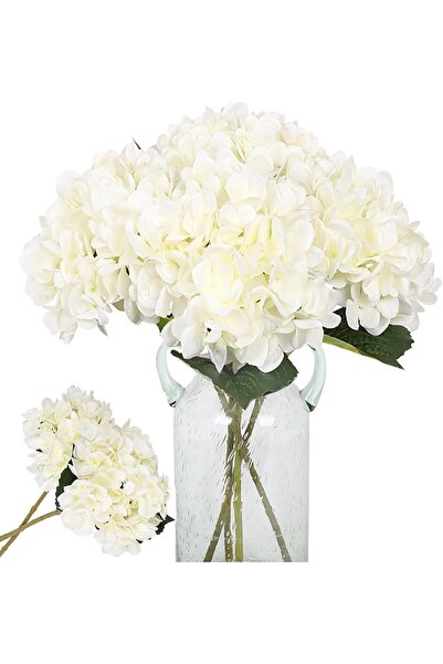007 Silk Artificial Hydrangea - Pack of 6, Realistic Flowers for Weddings, Of...