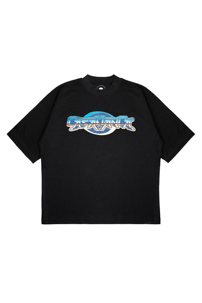 PURE EFFECT Unisex Oversized Casablanca Cyber Printed Boxy Fit Thick Fabric T...