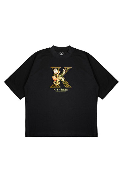 PURE EFFECT تي شيرت للجنسين بمقاس كبير من KITH & KIN مطبوع بقصة مربعة وقماش س...