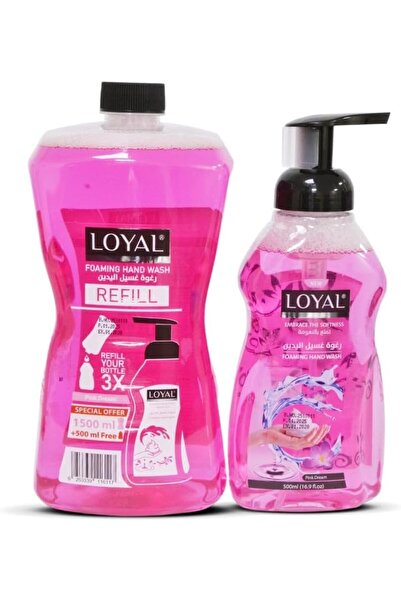 Loyal مجموعة غسول اليدين الرغوي، زجاجة مضخة سعة 500 مل مع عبوة إعادة تعبئة سعة 1500 مل، لون وردي دريم