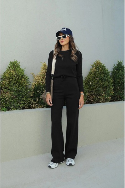 BARLİZ Νέο γυναικείο μακρυμάνικο εποχιακό ελαστικό σετ με ριμπ κάτω μέρος και...