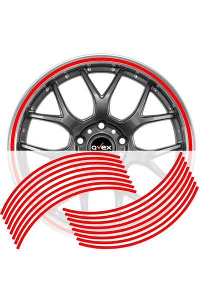Avex Set 16 inele din autocolant pentru jante culoare Rosu Lucios