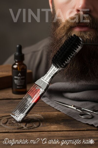 Transformacion Vintage Sakal Bıyık Tarama Fırçası Çift Taraflı Sakal Tarak ve...