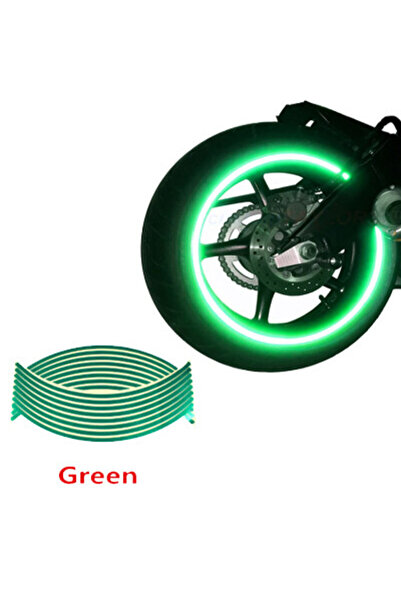 Avex Set 16 ornamente Reflectorizante pentru jante auto, moto, culoare Verde
