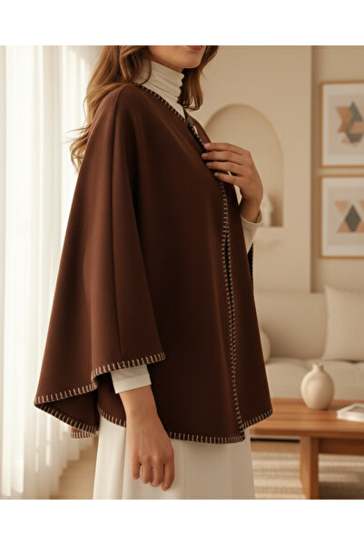 MissRunin Çoban Dikişli Cepli Kaşe Panço