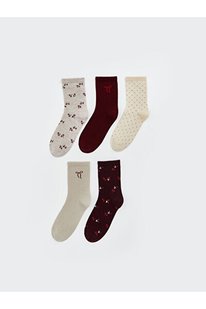 LC Waikiki جوارب نسائية بنمط بني، عبوة من 5 قطع