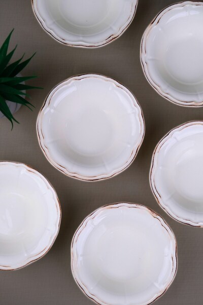 tabakevi Tabak Evi Porcelain Antique Stoneware Soup Bowl 15.50cm 6 Persons 6 Pieces