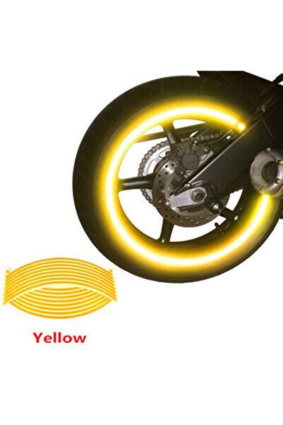 Avex Set 16 ornamente Reflectorizante pentru jante auto, moto, culoare Galben