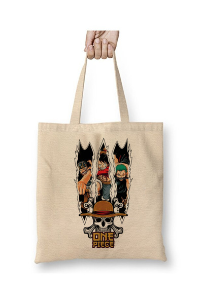 Toyaso One Piece Zoro Luffy Anime Біла тканинна сумка з довгими ручками Сумка для покупок Сумка для пляжу