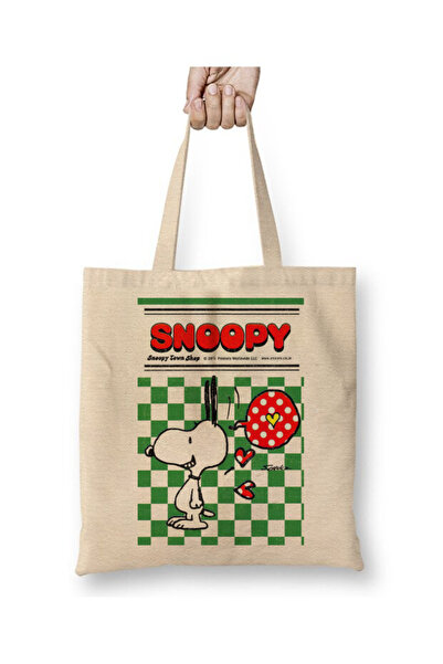 Toyaso Snoopy Lown Shop Біла тканинна сумка з довгими ручками Сумка для покупок Сумка для пляжу