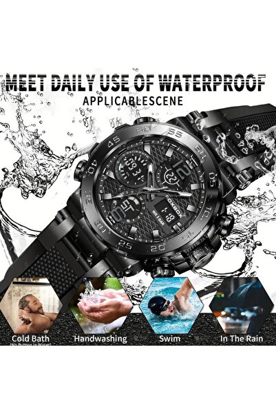 Foxbox Luxury Full Function Dual Display 5 Atm Waterproof Sport Men's Wristwatch