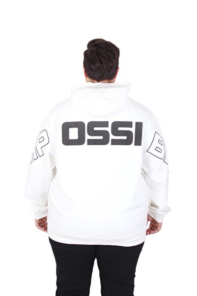 MocGrande Large Size Hooded Zippered Sweat Double Face Ossi 25705 Ekru