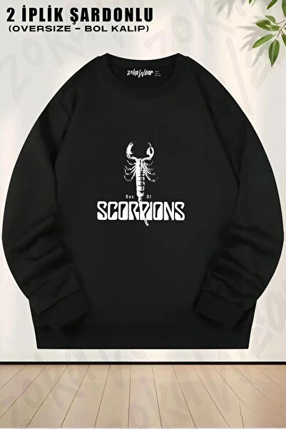 ZOKAWEAR Unisex Scorpions 2 Printed Oversized Crew Neck Sweatshirt