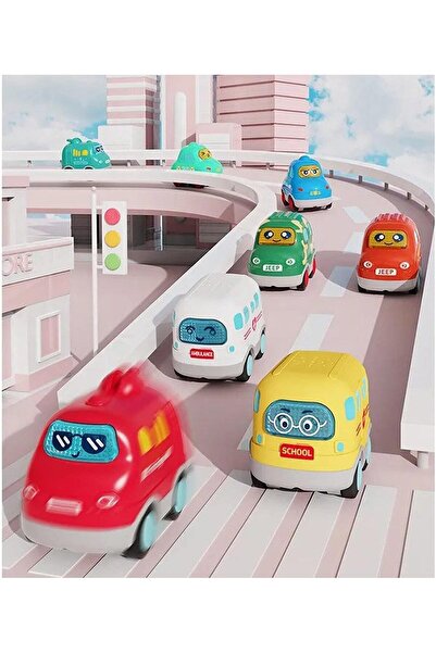 fitto Cartoon Themed Baby Musical Toys 4-Piece City Cars Set with Music and Light