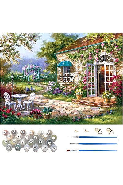 SULFAR Oil Painting Set at Home 40x50 cm Without Frame from with 3 Brushes and 24 Colors by Numbers