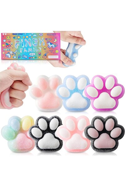 Beauenty ألعاب قطة إسفنجية، 7 ألوان عشوائية، ألعاب ضغط حسية من إسفنج كاواي