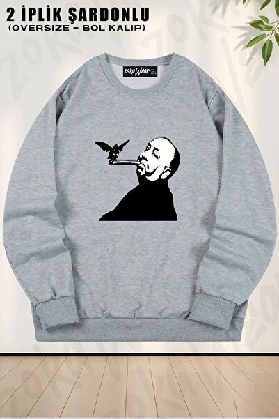 ZOKAWEAR Bluza unisex suveran cu imprimeu Alfred Hitchcock Bird Cigar Qiangy,...