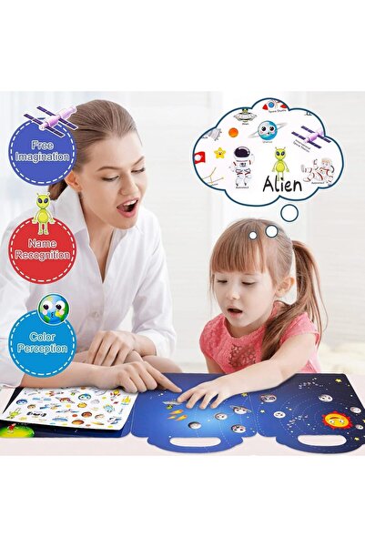 Mumoo bear Reusable Sticker Books - 4 Pack (Animals, Space, Vehicles, Dinosaurs) - Educational Stick